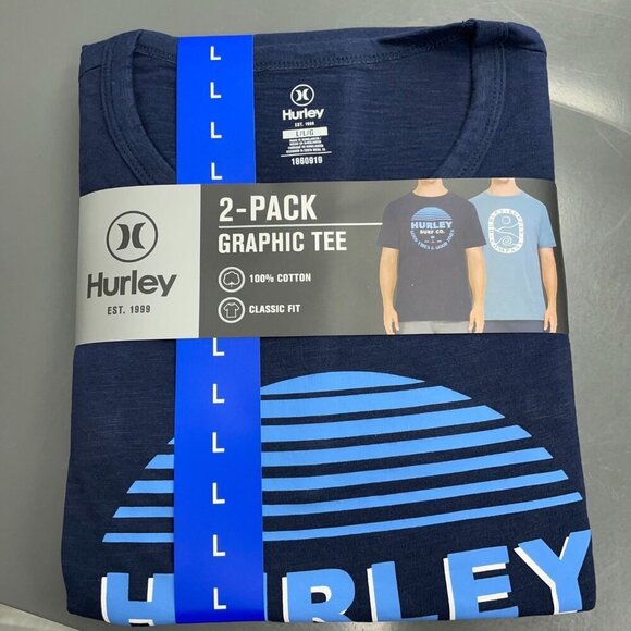 NEW Hurley Men's Size L 2-Pack Graphic Tee Classic Fit 100% Cotton - Picture 2 of 6